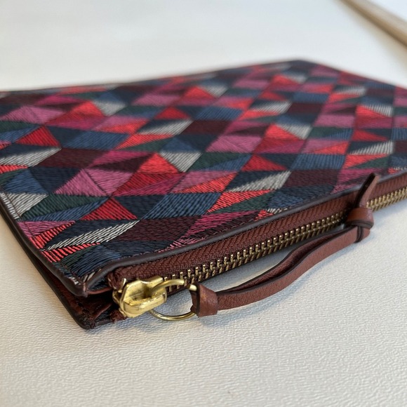 Fossil Emma Leather Multi-Color Geometric Zipper Pouch - Picture 9 of 9